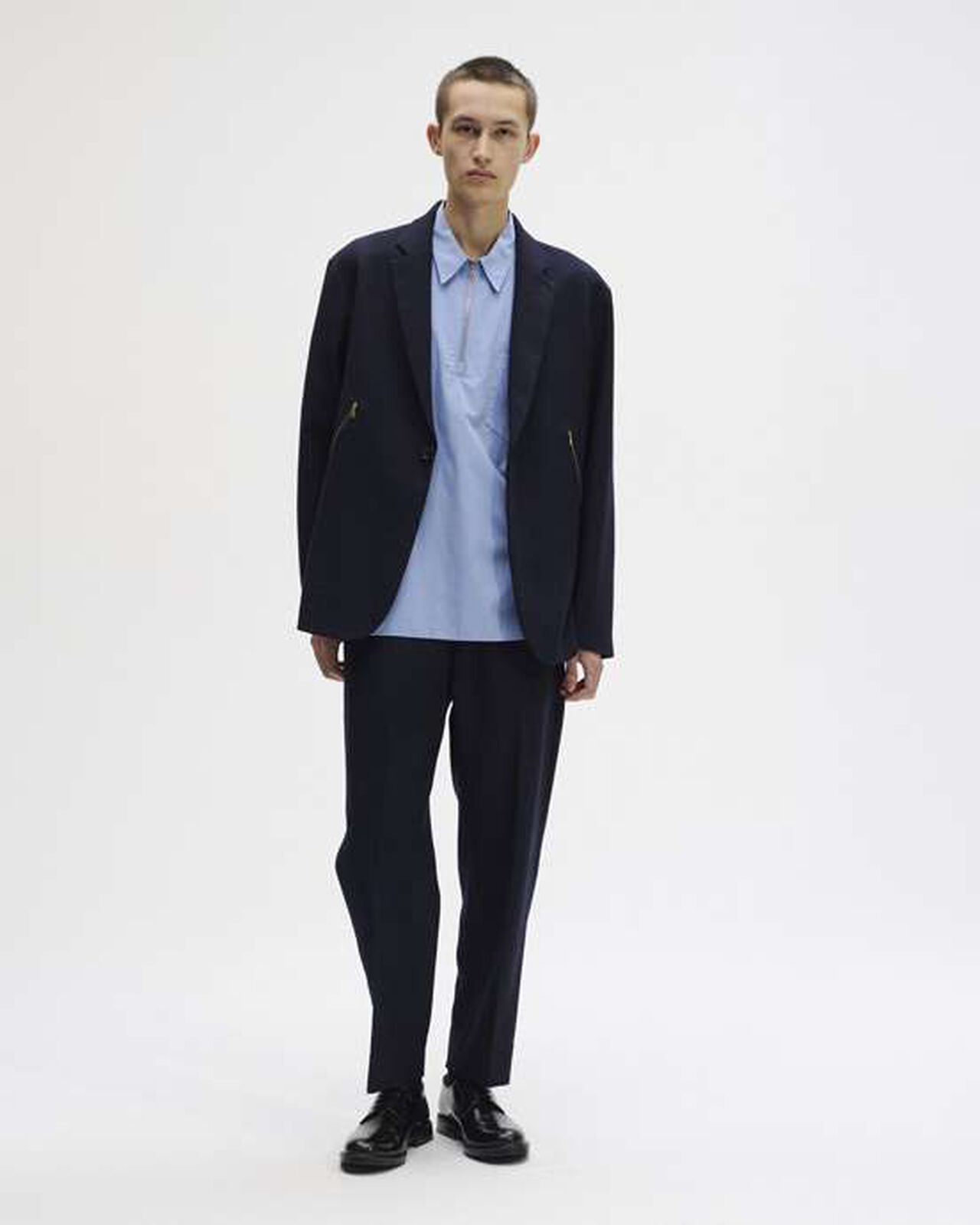 ORGANIC COTTON HALF ZIP S/S SHIRT,BLACK, large image number 6