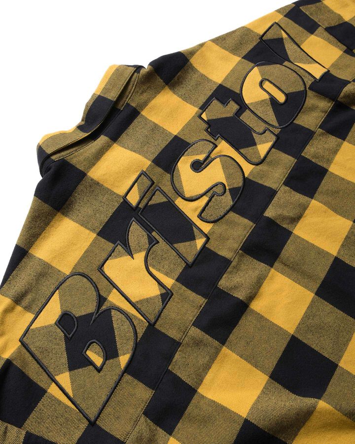 BIG LOGO FLANNEL BAGGY SHIRT,MUSTARD, medium image number 3