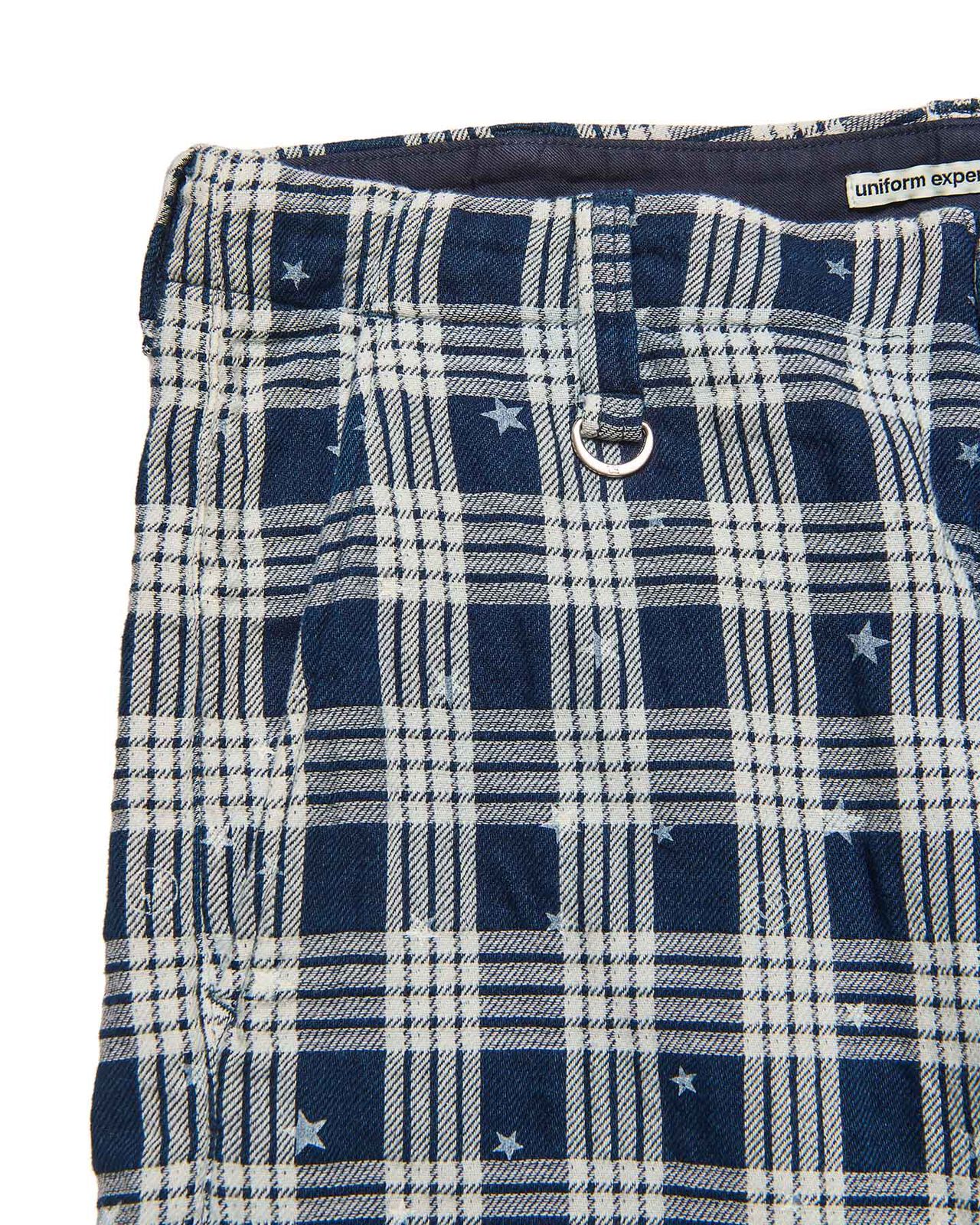 STAR PRINT CHECK CUT-OFF SHORTS,INDIGO, large image number 2