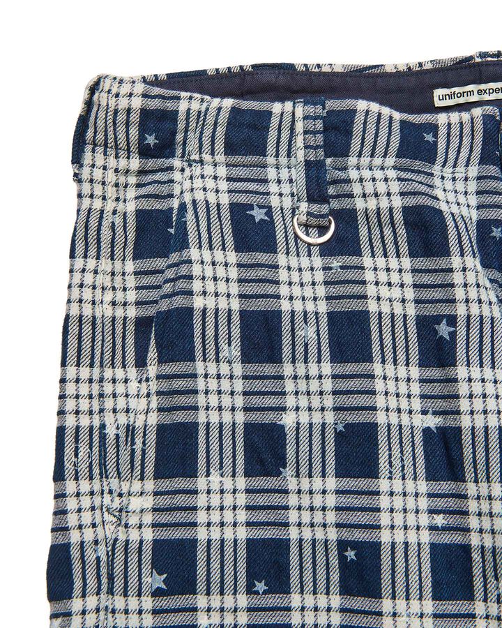 STAR PRINT CHECK CUT-OFF SHORTS,INDIGO, medium image number 2