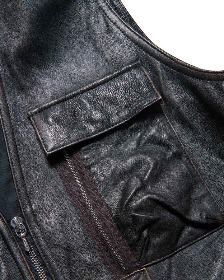 LEATHER 4POCKET VEST,BLACK, medium image number 2