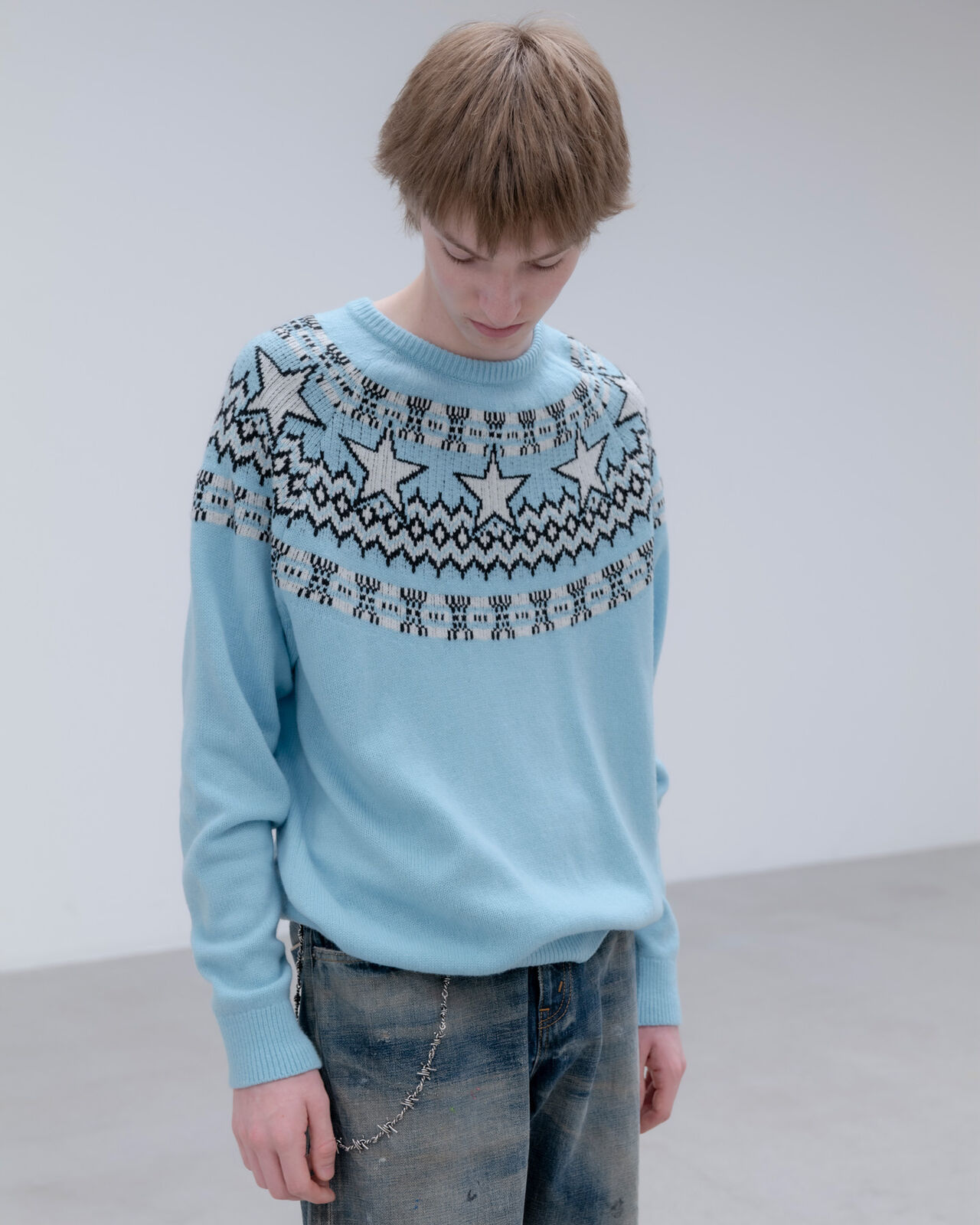 STAR NORDIC SWEATER,BLACK, large image number 5