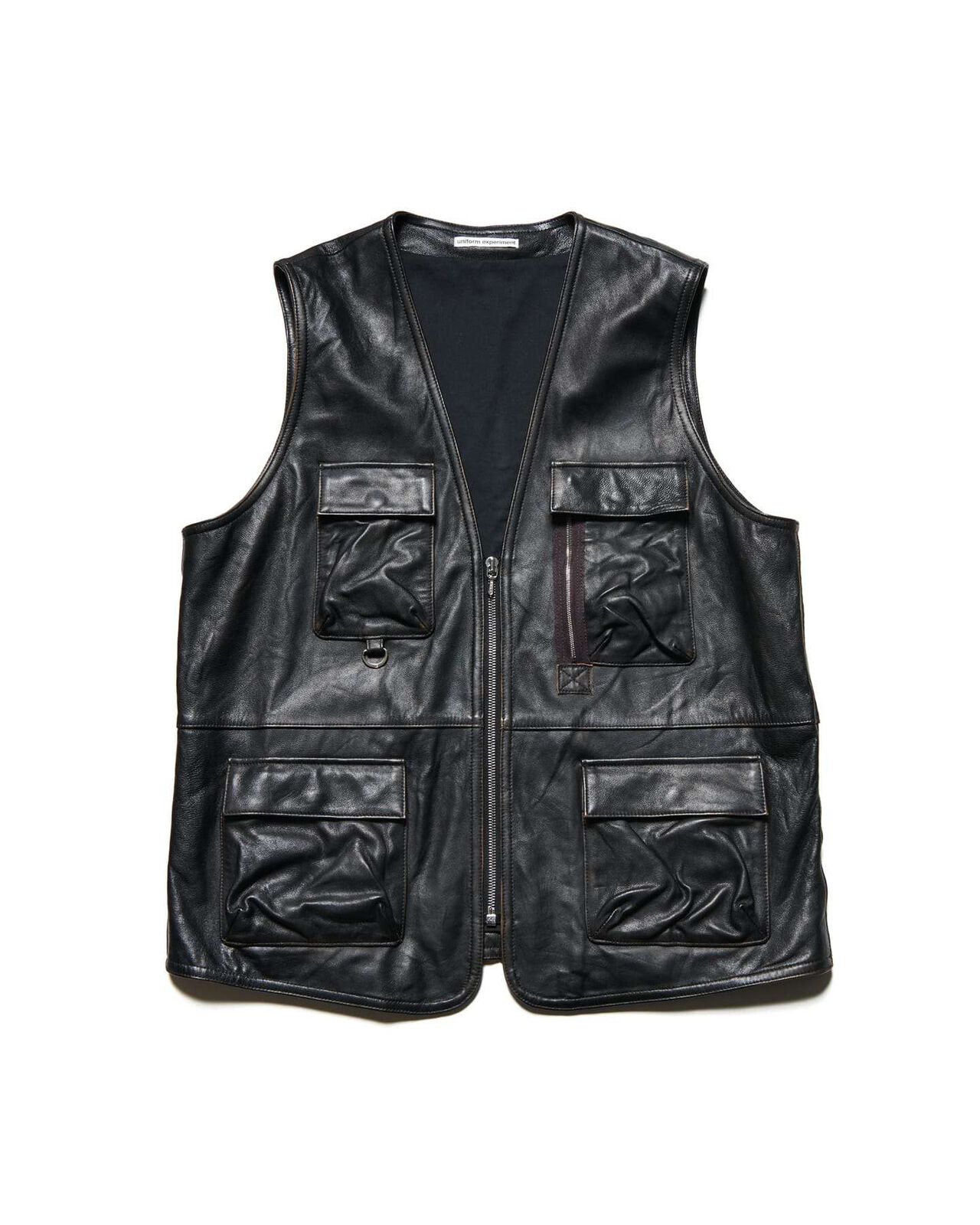 LEATHER 4POCKET VEST,BLACK, large image number 0