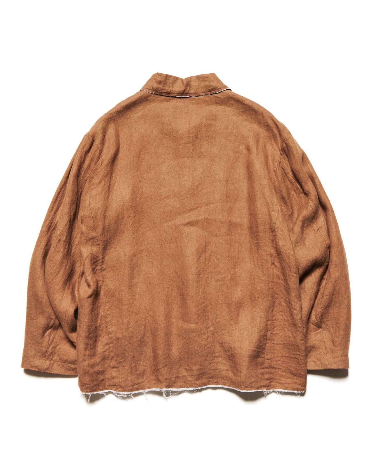 BRUSHED LINEN CUT-OFF JACKET,BROWN, large image number 1