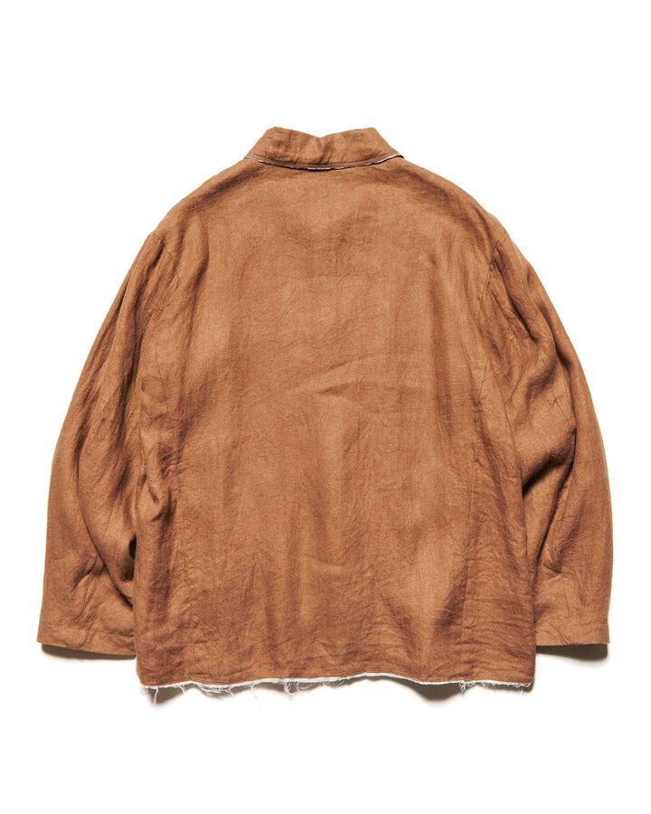 BRUSHED LINEN CUT-OFF JACKET,BROWN, medium image number 1