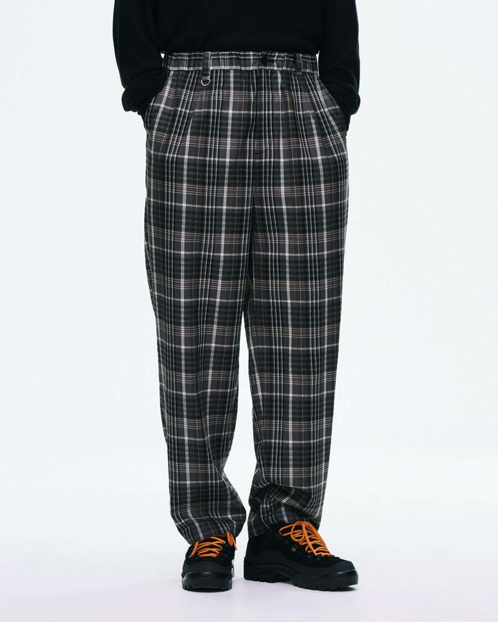 WASHBLE WOOL TAPERED BOLD PANTS,BLACK, medium image number 5