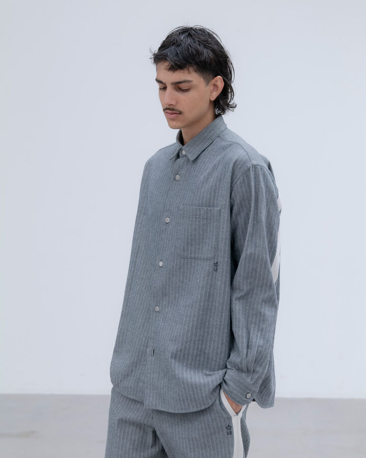 SELVAGE HERRINGBONE SHIRT,CHARCOAL GRAY, medium image number 7