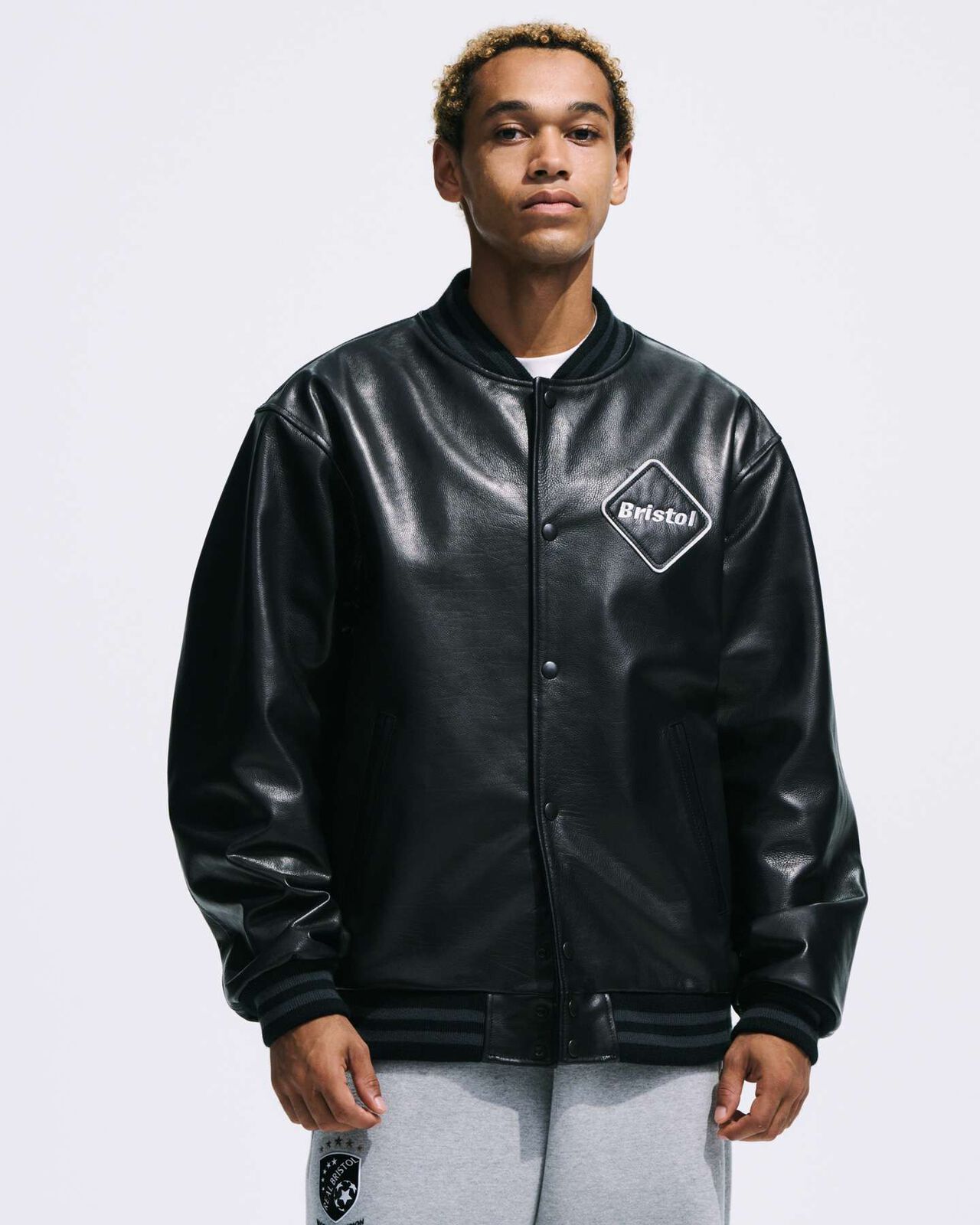 LEATHER TEAM VARSITY BLOUSON,BLACK, large image number 7