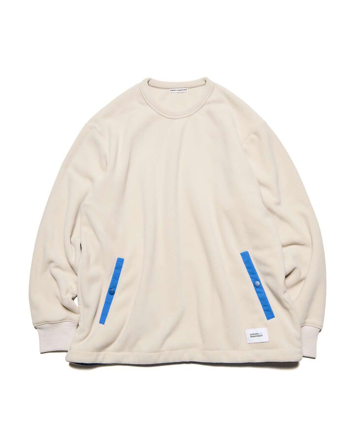 FLEECE CREWNECK TOP,OFF WHITE, medium