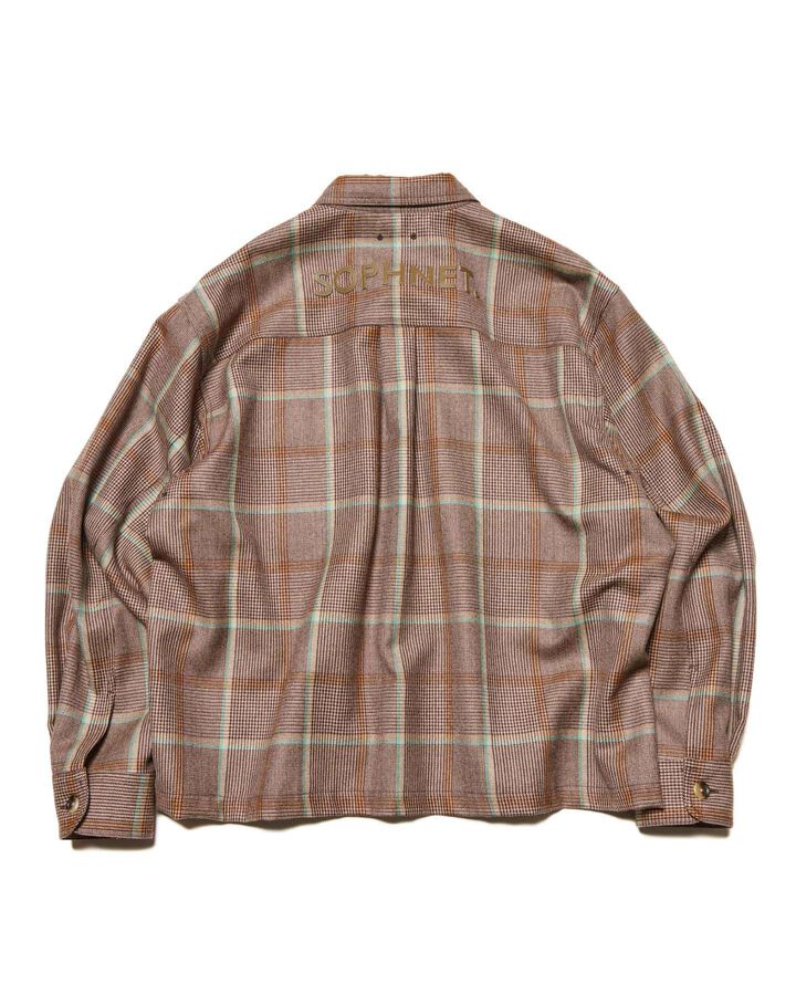 SAXONY WOOL CHECK LOGO PATCH SHIRT,B, medium image number 1