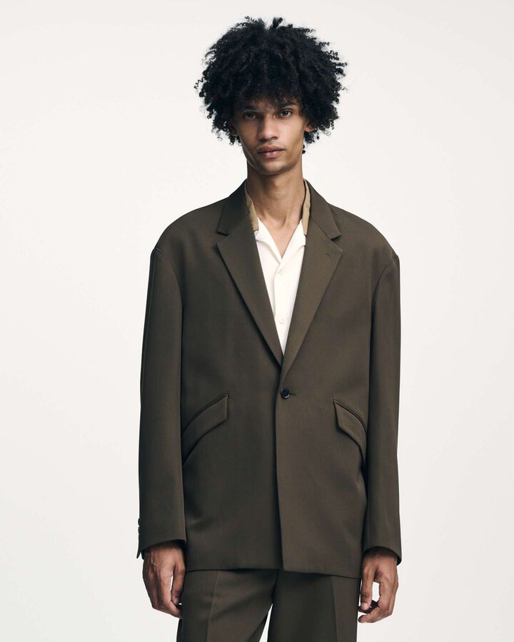 DOESKIN WOOL OVERSIZED JACKET,BROWN, medium image number 5