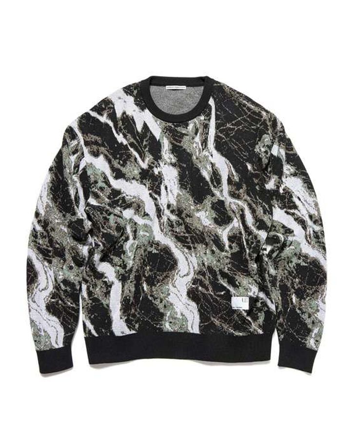 MARBLE JACQUARD KNIT,BLACK, medium