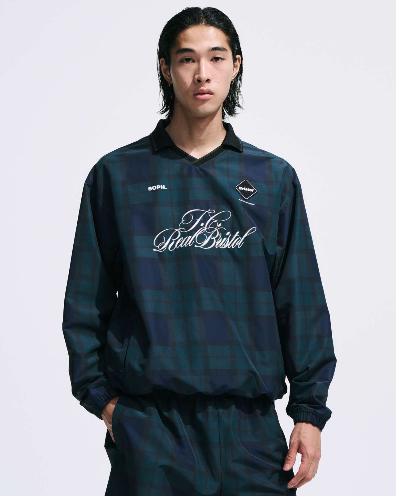 PLAID PRACTICE POLO COLLAR PISTE,NAVY, large image number 6