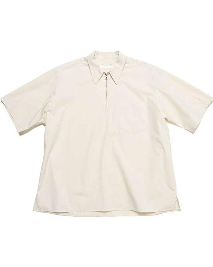 ORGANIC COTTON HALF ZIP S/S SHIRT,WHITE, medium