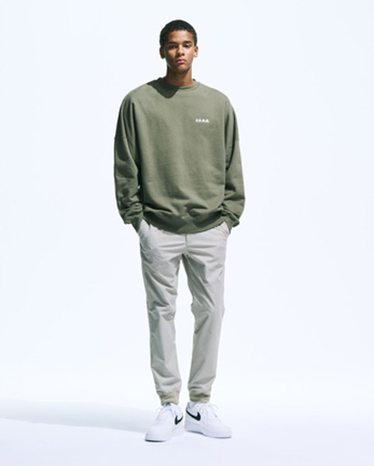BIG LOGO CREWNECK BAGGY SWEAT,KHAKI, large image number 6