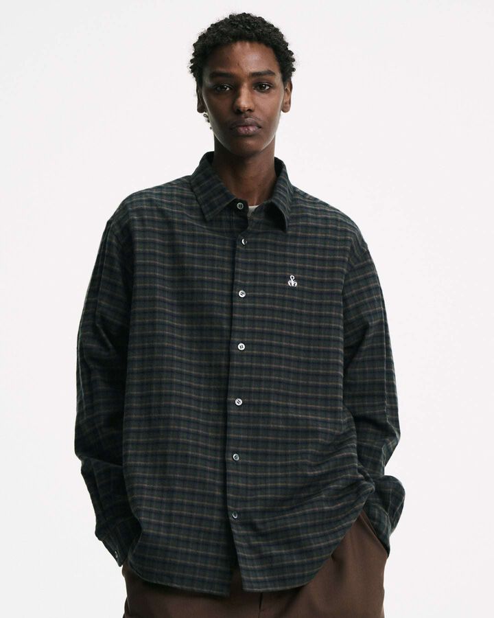 COTTON FLANNEL RELAX-FIT SHIRT,OFF WHITE, medium image number 6