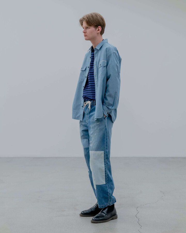 PATCHWORKED DENIM WIDE-FITJEANS,INDIGO, medium image number 7