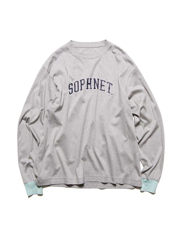 COLLEGE LOGO COLOR RIBBED L/S WIDE TEE,GRAY, medium