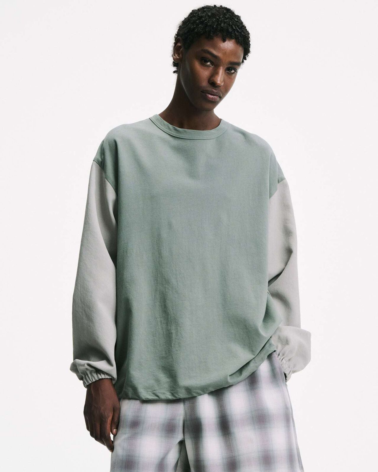FABRIC-MIX L/S TOP,SAGE, large image number 4