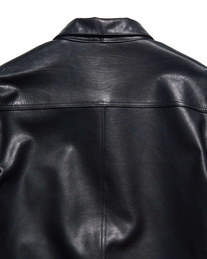 LEATHER TRUCKER JACKET,BLACK, medium image number 5