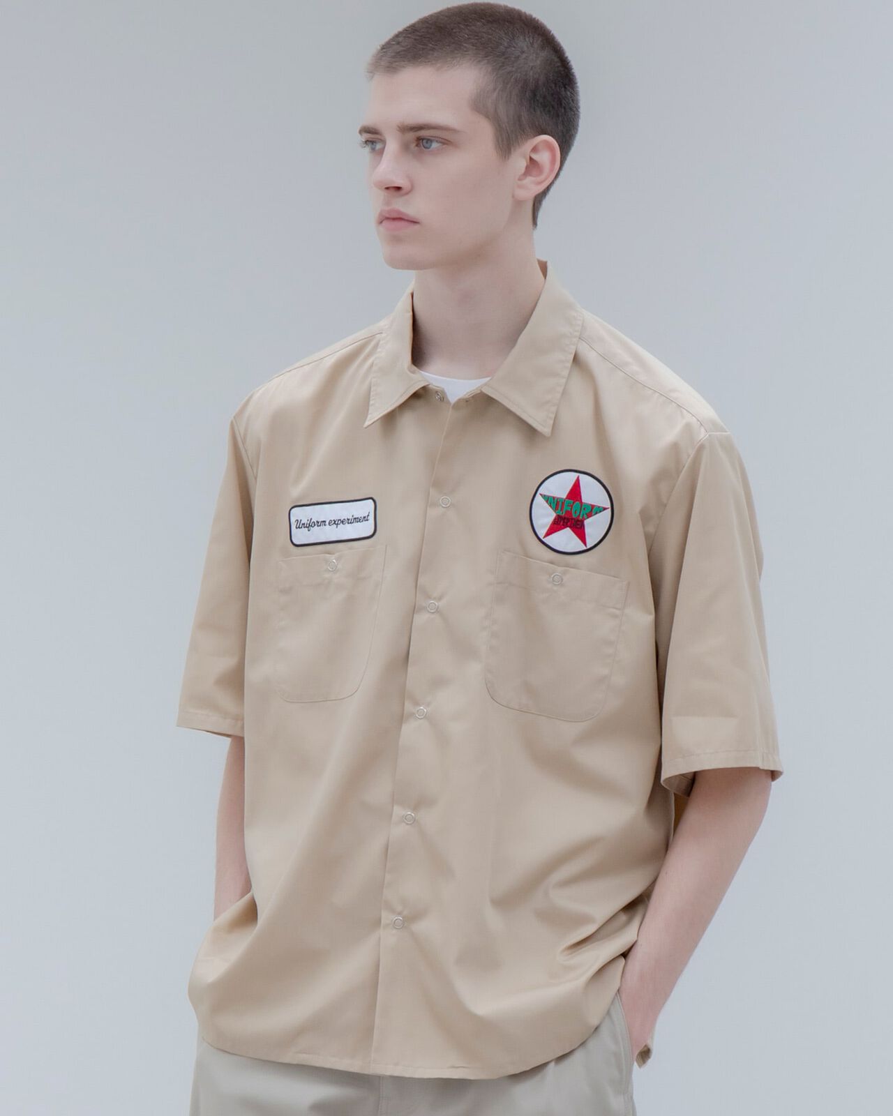 S/S WORK SHIRT,BEIGE, large image number 4