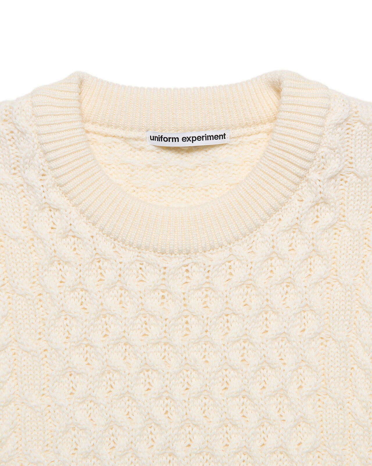 STAR PRINT CHECK PANELED CABLE KNIT,WHITE, large image number 5