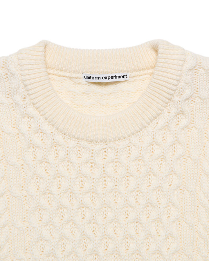 STAR PRINT CHECK PANELED CABLE KNIT,WHITE, medium image number 5