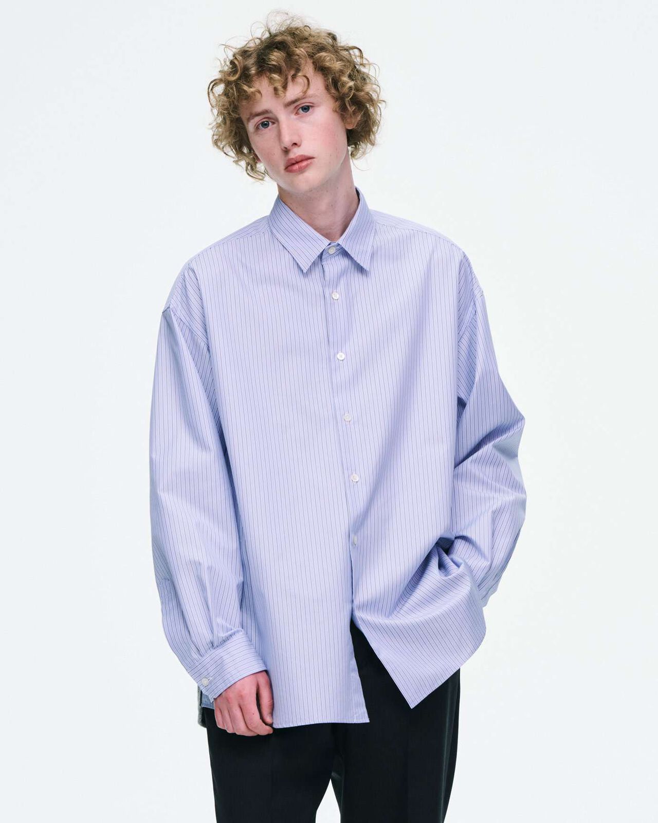 FABRIC-MIX OVERSIZED SHIRT,LIGHT BLUE, large image number 6