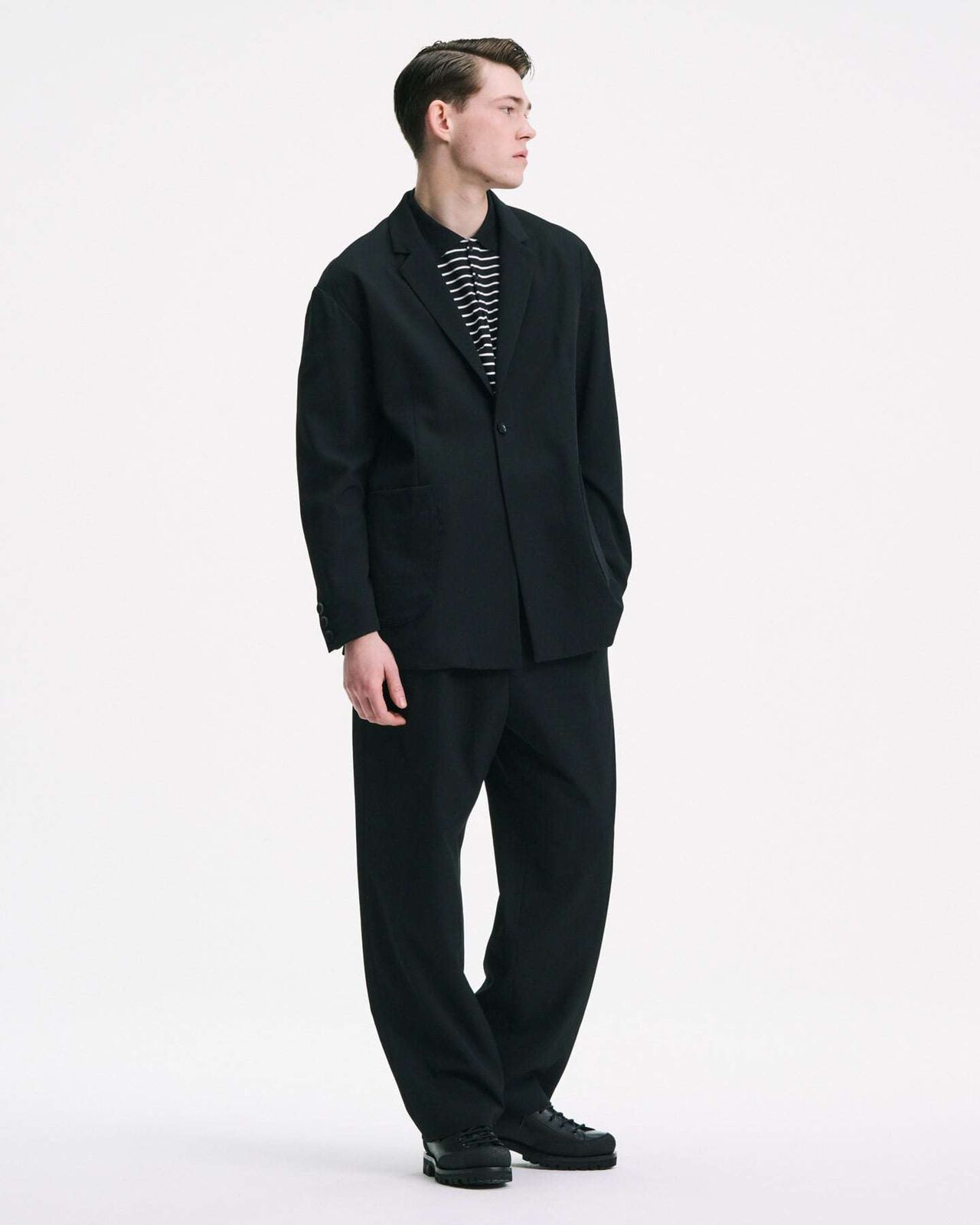 WASHER WOOL RELAX-FIT BLAZER,BLACK, large image number 5
