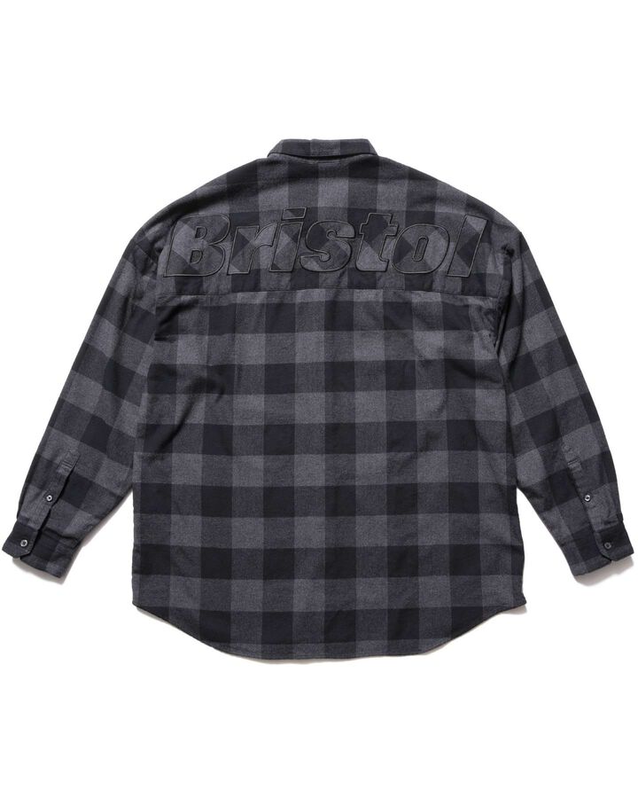 BIG LOGO FLANNEL BAGGY SHIRT,BLACK, medium image number 1