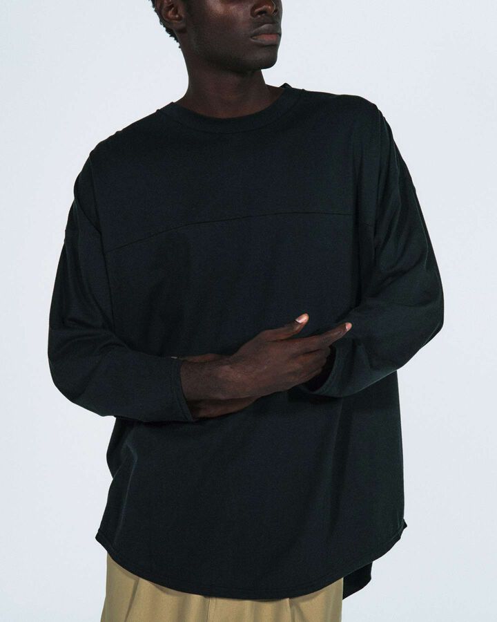 COTTON SILK WIDE FOOTBALL TEE,WHITE, medium image number 2