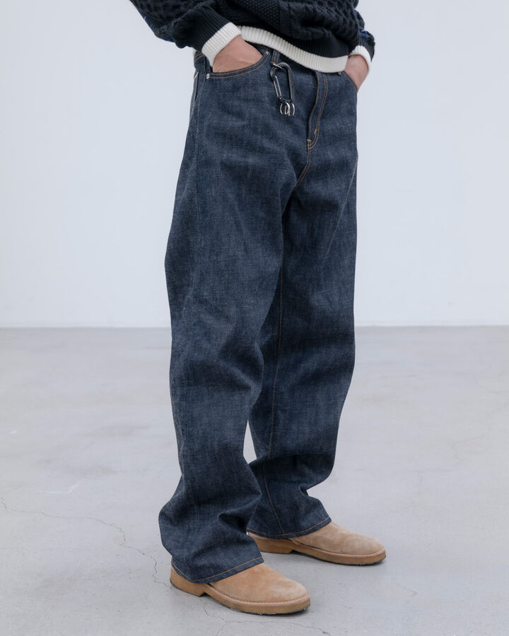 RIGID DENIM WIDE-FIT JEANS,INDIGO, medium image number 5