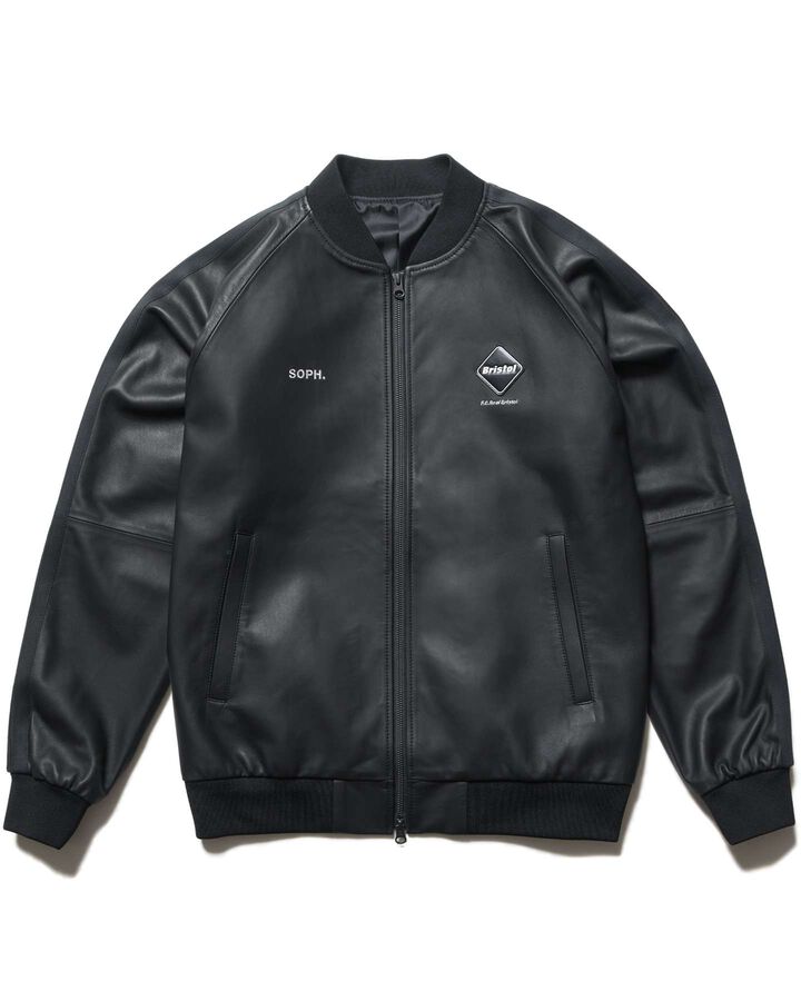 LEATHER TRACK JACKET,BLACK, medium