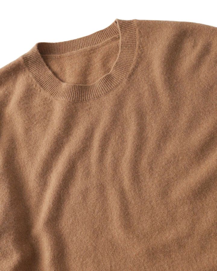 CASHMERE HIGH GAUGE CREWNECK KNIT,CAMEL, medium image number 2