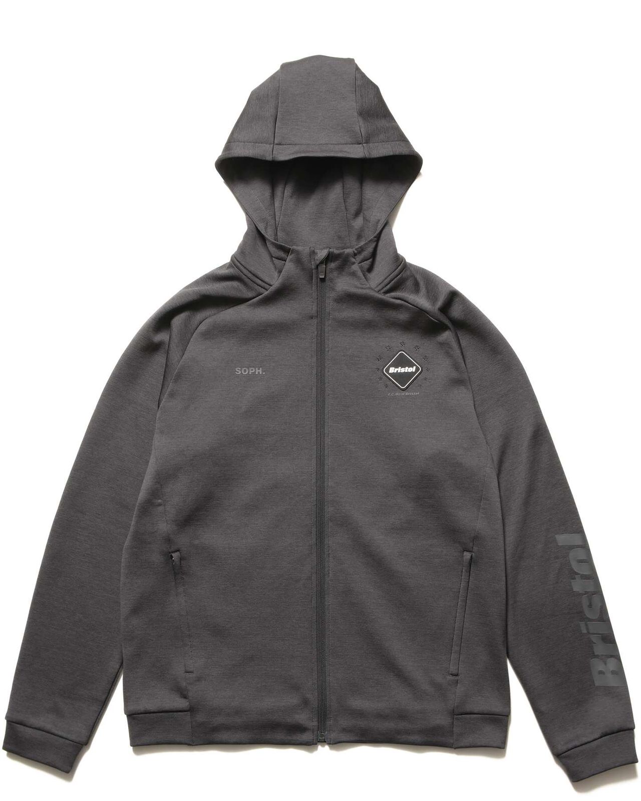 QUARTER KNIT ESSENTIAL ZIP-UP HOODIE,CHARCOAL GRAY, large image number 0