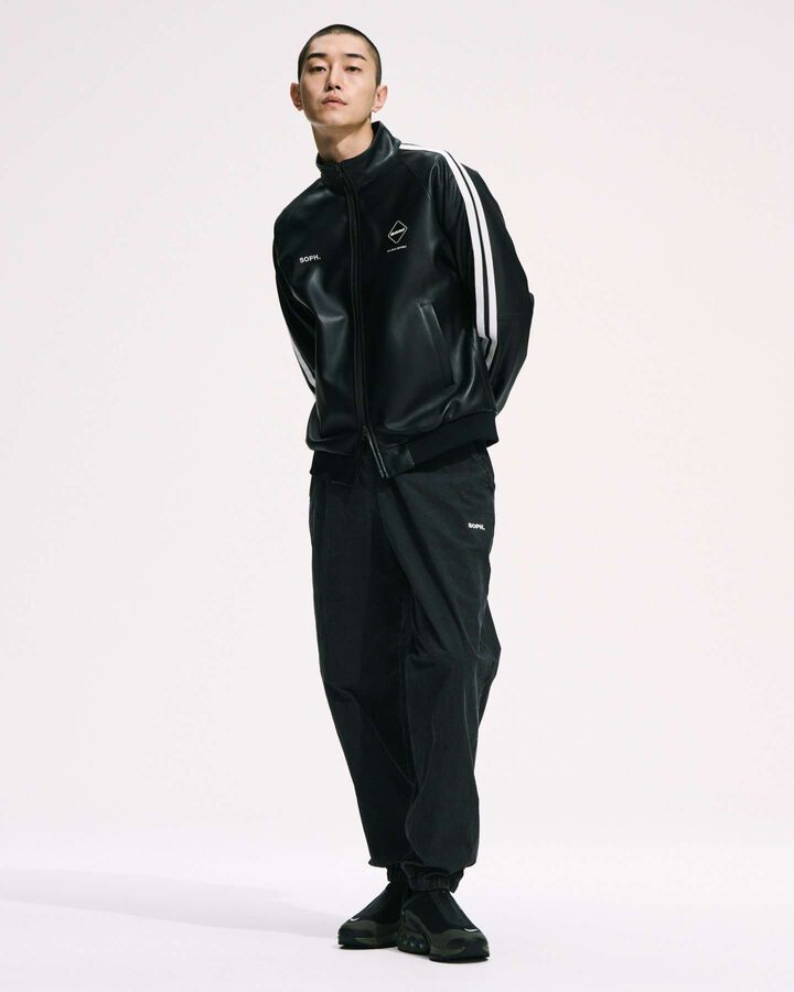 WASHED CRISP DENIM TRACK PANTS,BLACK, medium image number 7