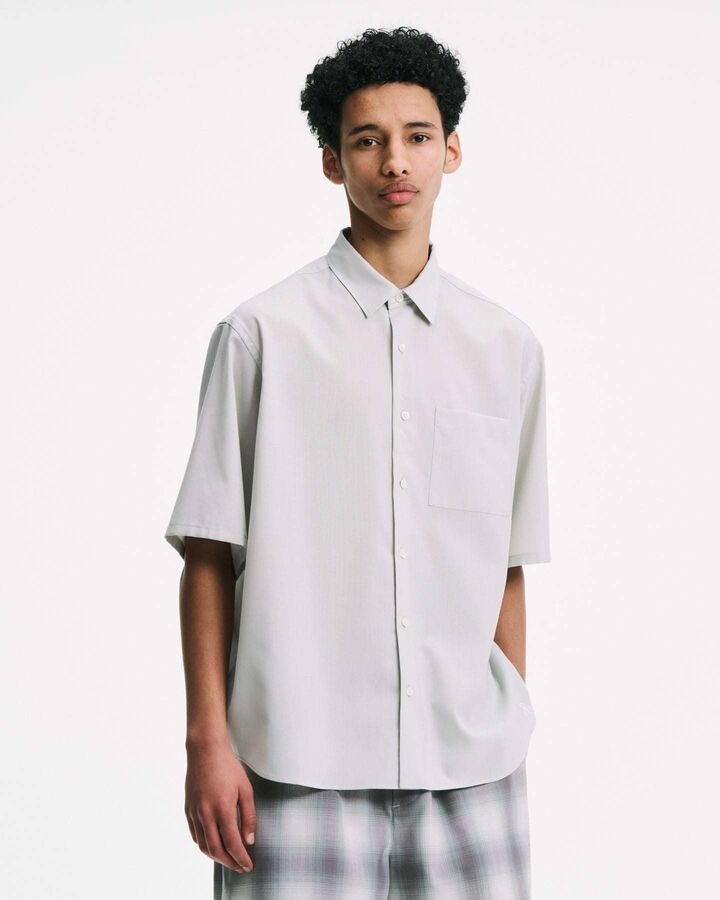HIGH-TWIST POPLIN RELAX-FIT S/S SHIRT,WHITE, medium image number 5