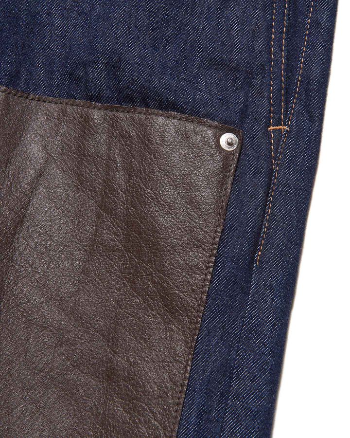 LEATHER DOUBLE KNEE DENIM PAINTER PANTS,INDIGO, medium image number 3