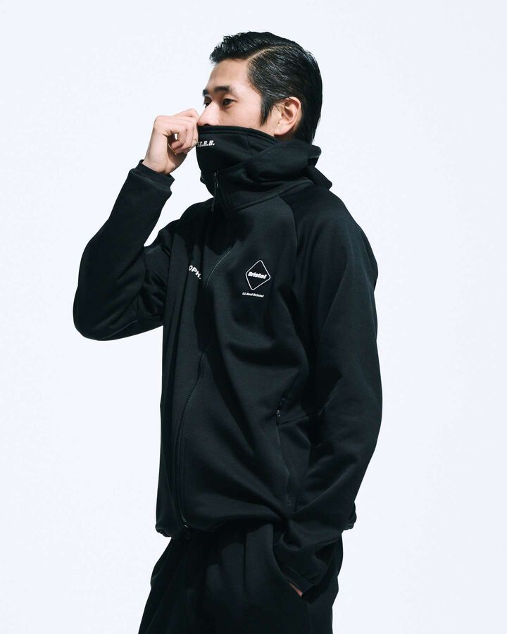 STRETCH FLEECE GAITER HOODIE,BLACK, medium image number 6