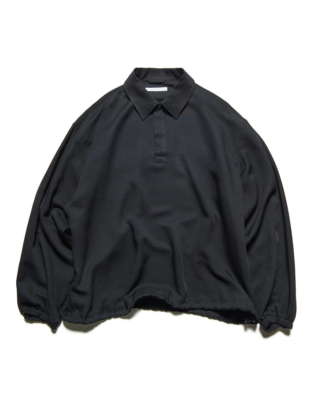 LINEN MESH L/S POLO,BLACK, large image number 0