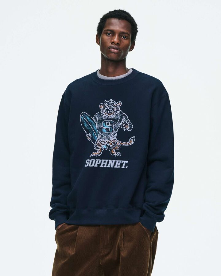 VINTAGE GRAPHIC CREWNECK SWEAT,GRAY, medium image number 3