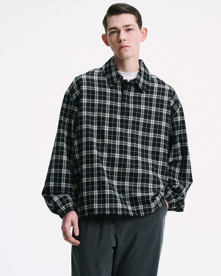 SAXONY WOOL CHECK POLO SHIRT,A, medium image number 4