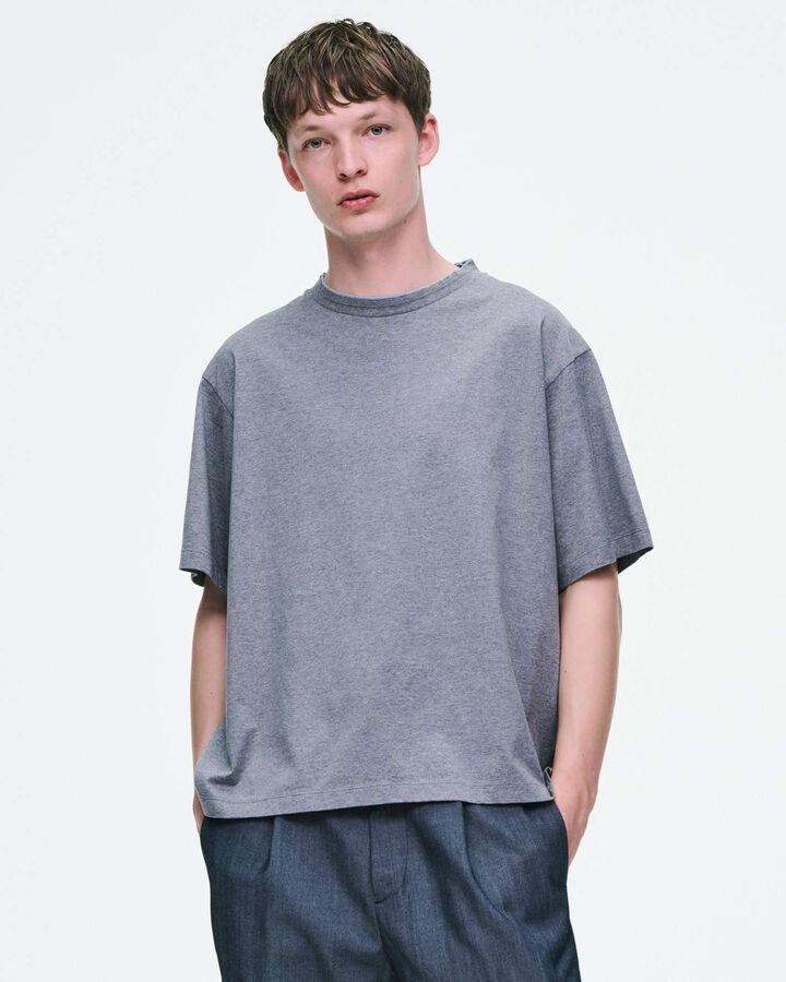 LUSTER COTTON DOUBLE RIB S/S TEE,GRAY, medium image number 4
