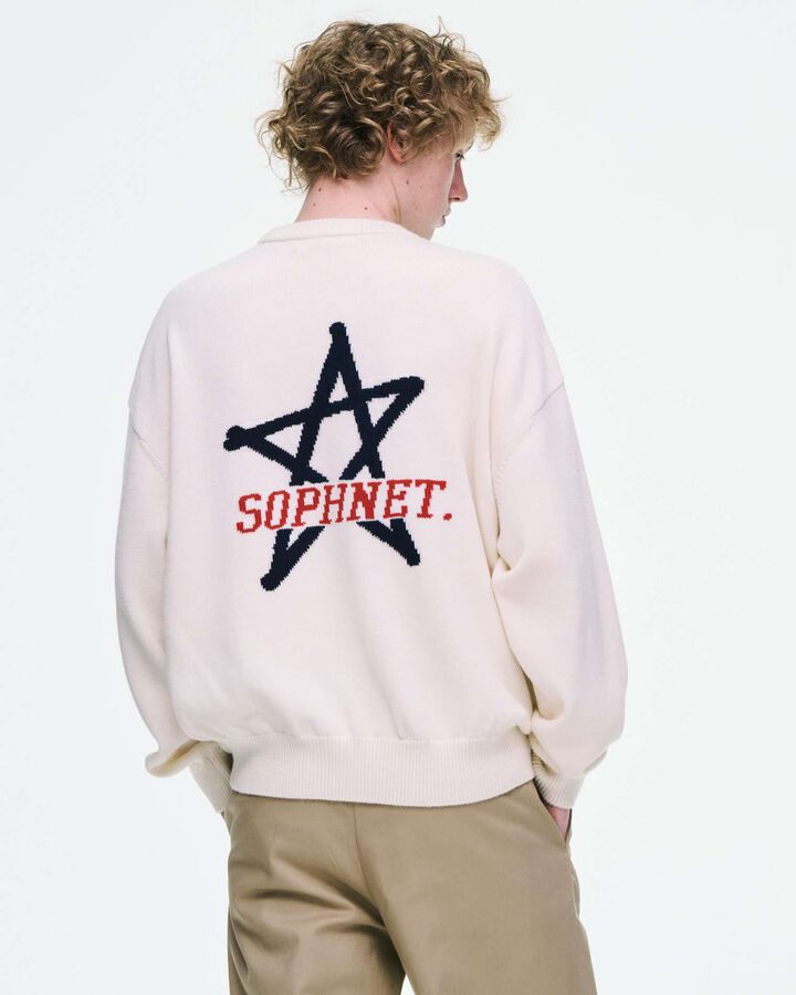 STAR JACQUARD SWEATER,WHITE, medium image number 4