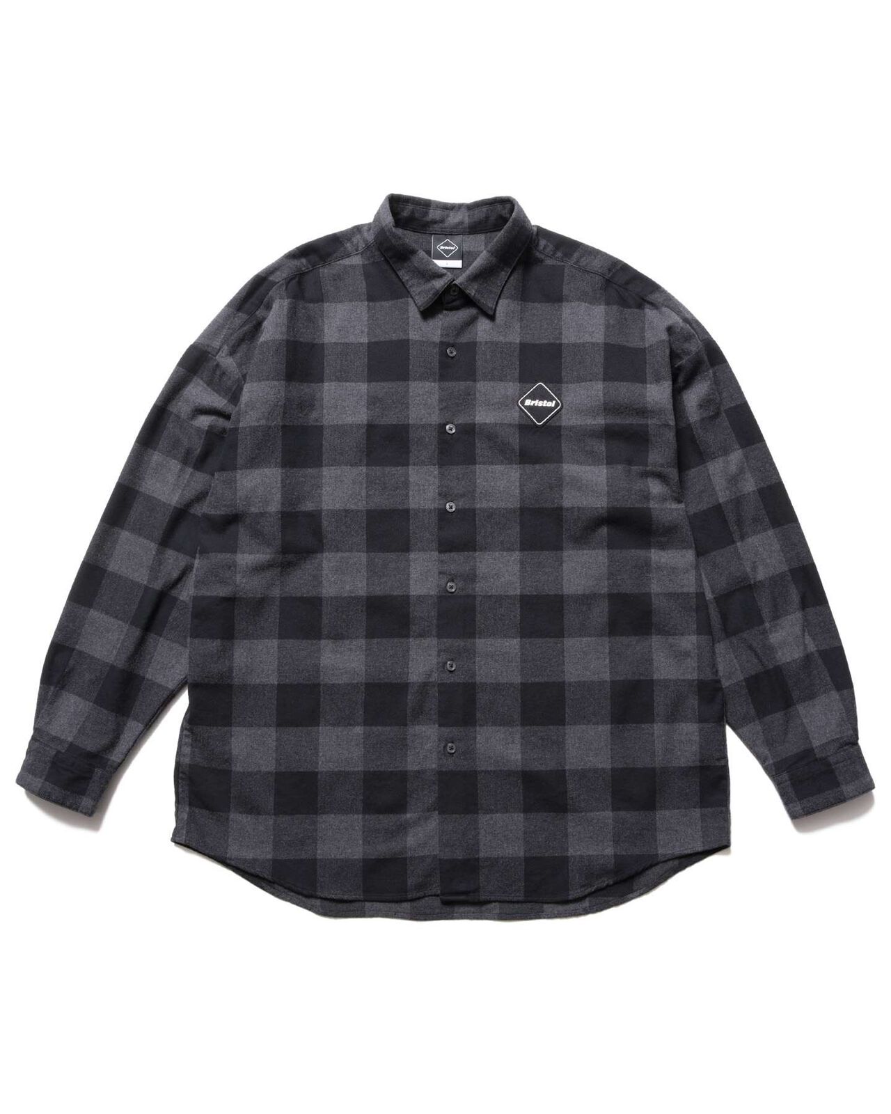 BIG LOGO FLANNEL BAGGY SHIRT,BLACK, large image number 0