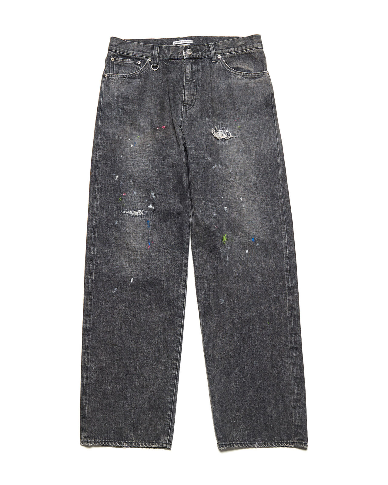 DAMAGED DENIM WIDE-FIT JEANS,BLACK, large image number 0