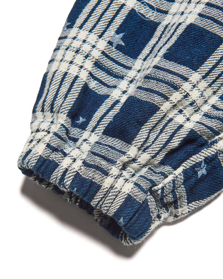 STAR PRINT CHECK HOODED BLOUSON,INDIGO, medium image number 4