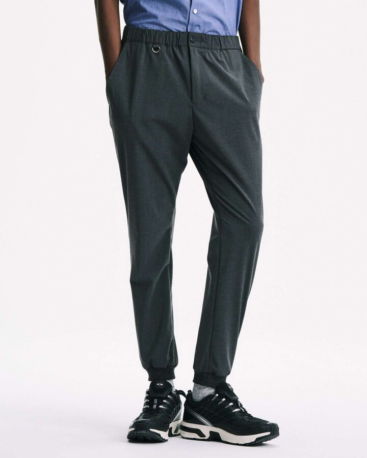 2WAY STRETCH SLIM-FIT RIBBED PANTS,GREIGE, medium image number 7