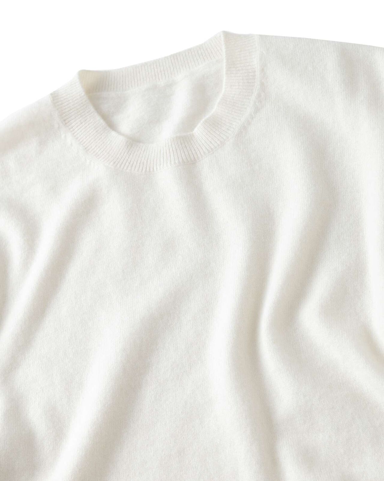 CASHMERE HIGH GAUGE CREWNECK KNIT,WHITE, large image number 2
