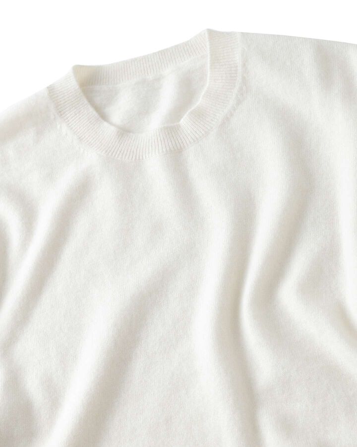 CASHMERE HIGH GAUGE CREWNECK KNIT,WHITE, medium image number 2